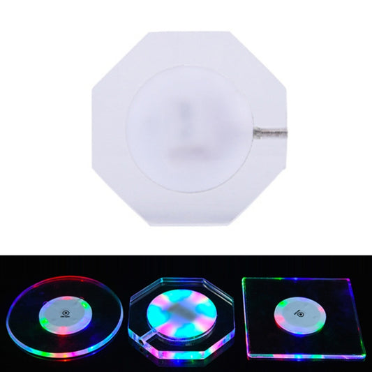 USB Charging LED Light Up Acrylic Coaster Transparent Crystal Base, 100x10mm Round, 100x10mm Octagonal, 100x10mm Square