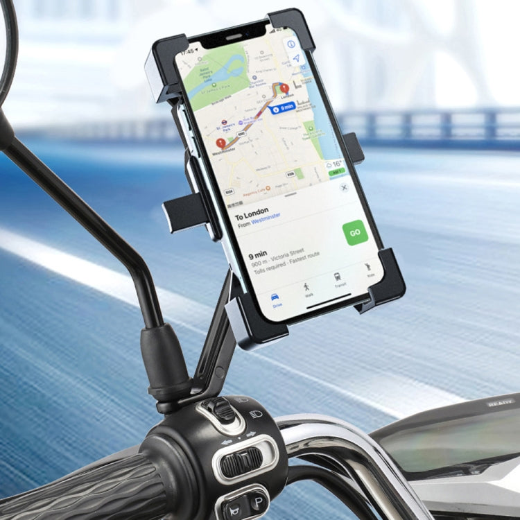 Motorcycle phone holder with screen bracket and side grips mounted on handlebars