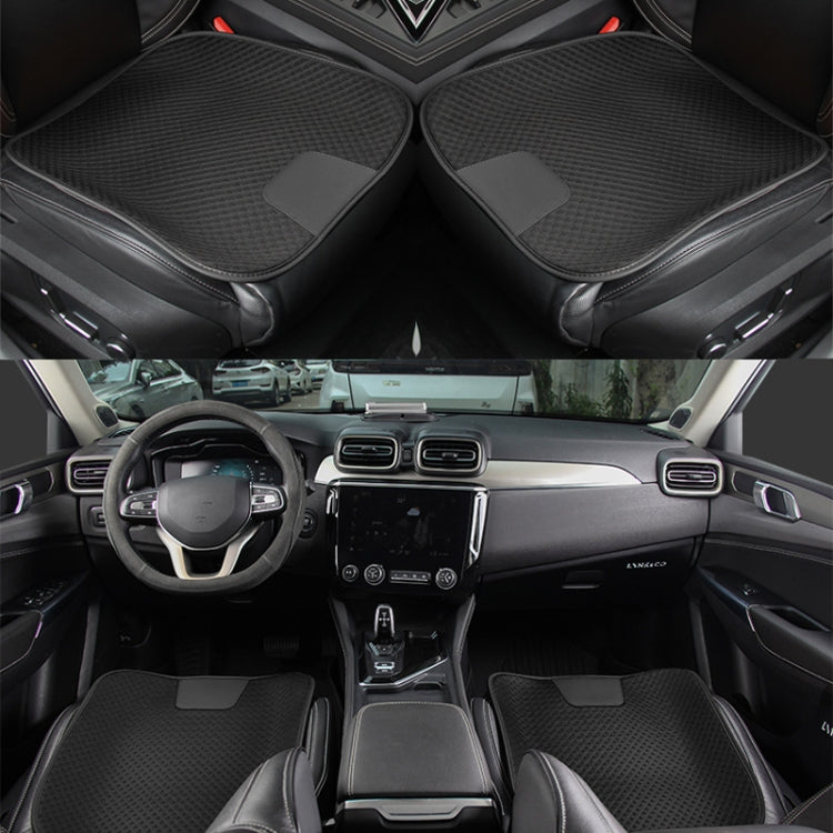Car seat cushion set with black breathable ice-silk pads for front seats, no backrest