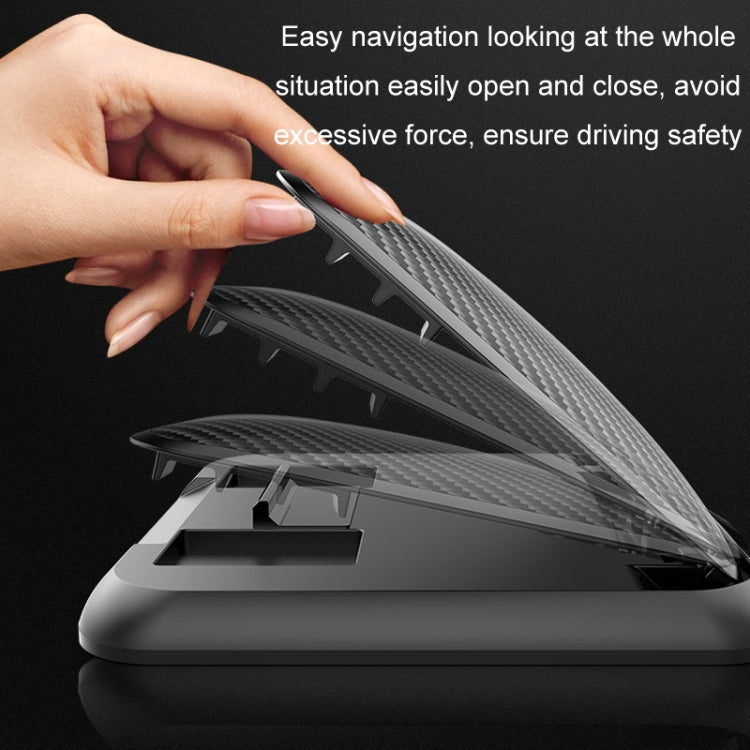 Car phone holder with carbon-fiber silicone dashboard mount, gray/black