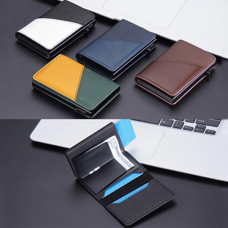 Set of RFID aluminum card holder wallets in assorted colors with leather covers