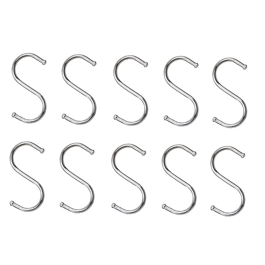 10pcs Multifunctional Stainless Steel Hooks Metal S-Shaped Hook, Large, Medium, Small