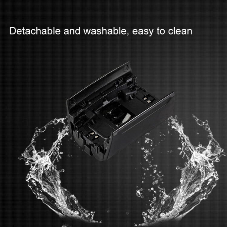 Replacement electric shaver head assembly with open cassette, shown with water splash droplets.