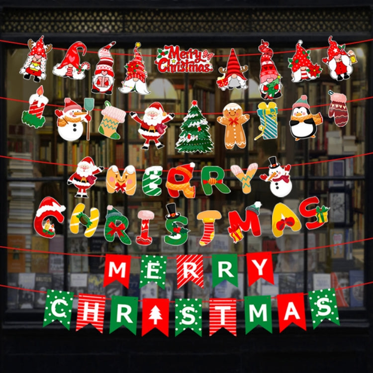 Christmas alphabet pull flag with 'MERRY' and 'CHRISTMAS' letter banners and figures