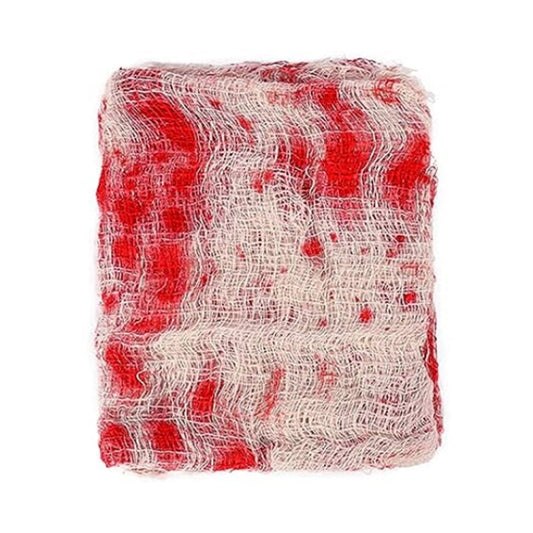 Beige and red blood-stain Halloween gauze roving fabric, square net texture