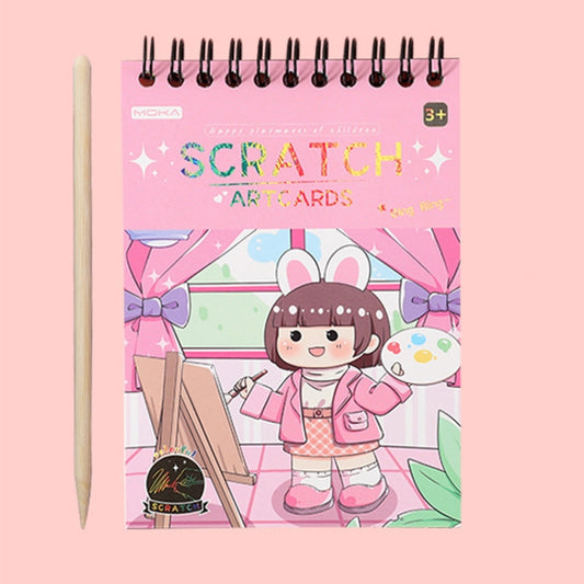 Hand Painted Scratch Paper Colorful Coil Scratchbook With Pen, Haruita Huahua, Peach Juice, Interstellar Travel, Millet