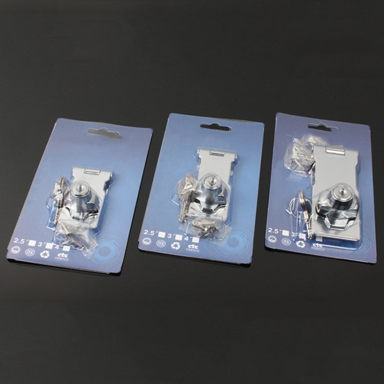 Three metal drawer chest lock hasp latch kits on retail cards