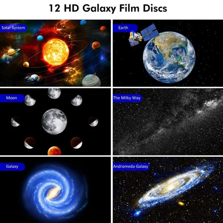 Galaxy projector film discs set, 12 HD space designs with planets and galaxies