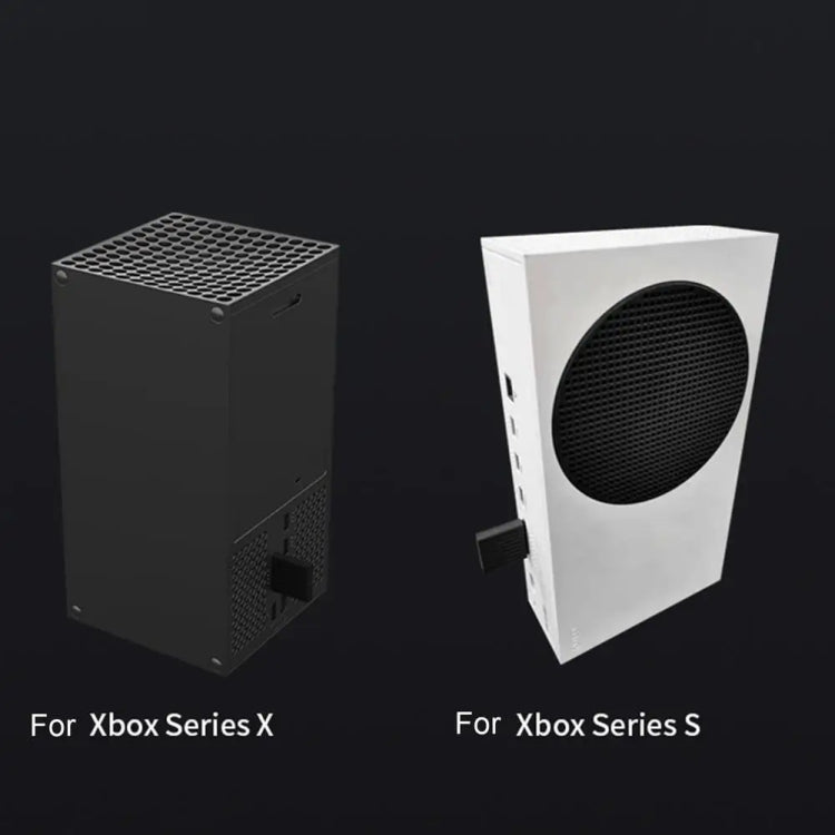 Storage expansion card box in black and white, with vented front grille