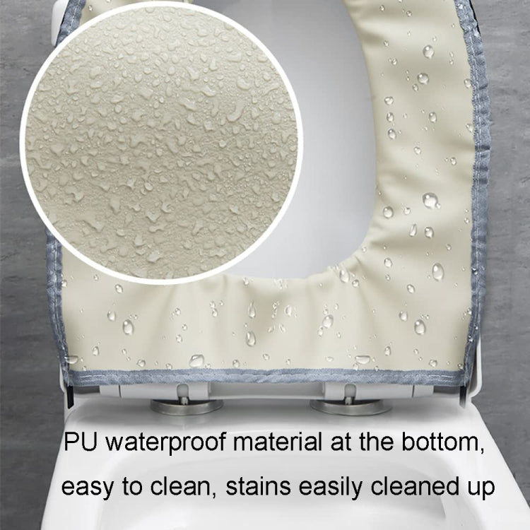 Waterproof bottom toilet seat cover with blue trim and round seat opening