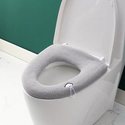 Universal Knitted Washable Toilet Pad Home Thickened Warm Toilet Cover, With Handle Pink, With Handle Gray, With Handle Blue, Flat Pink, Flat Gray, Flat Blue