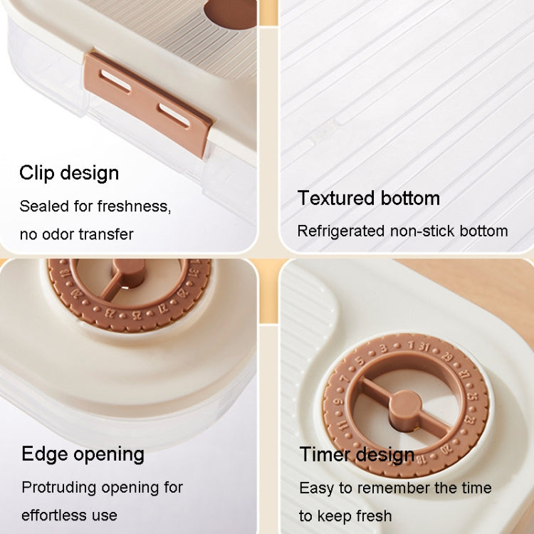 Stackable dumpling storage box with lid, clip handles, textured non-stick base