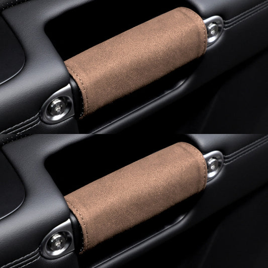 1pair Car Door Handle Decorative Anti-Scratch Cover Car Slippery Leather Inner Door Handle Protective Cover