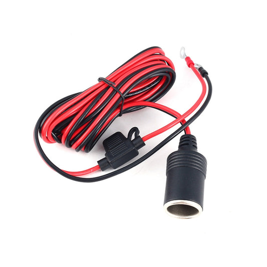 Car cigarette lighter socket cable with inline fuse holder and bundled red/black wiring