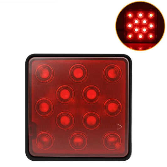 Universal LED trailer rear brake light, red lens with red 12-LED grid