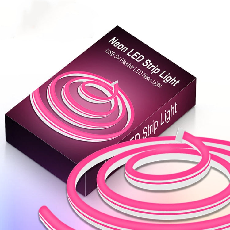 Pink USB neon LED light strip, flexible silicone glow strip coil, retail box