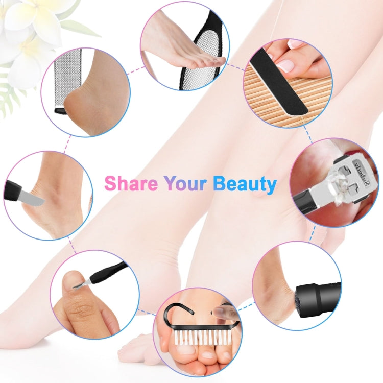 Electric foot file with sanding head and grooming accessories for at-home foot care