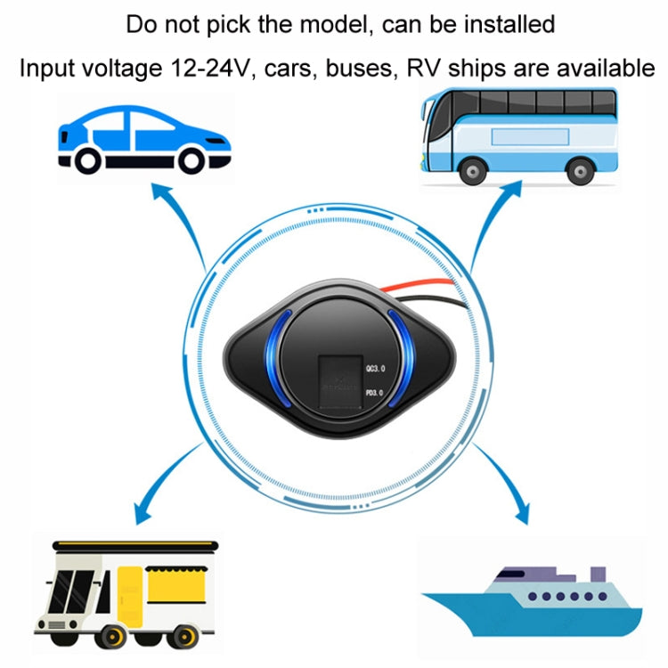 Car USB charger installation diagram with front module and wiring for vehicles