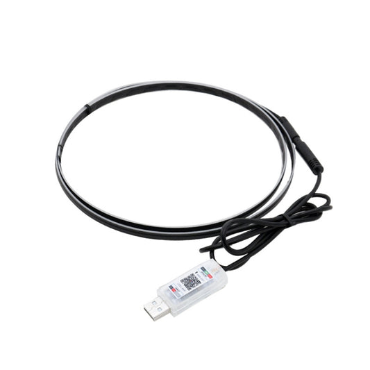 Car fiber optic ambient light kit with black cable loops and USB control module