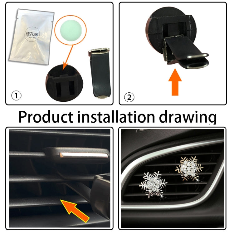 Rhinestone Metal Snowflake Car Air Vent Aromatherapy Decorative Clip