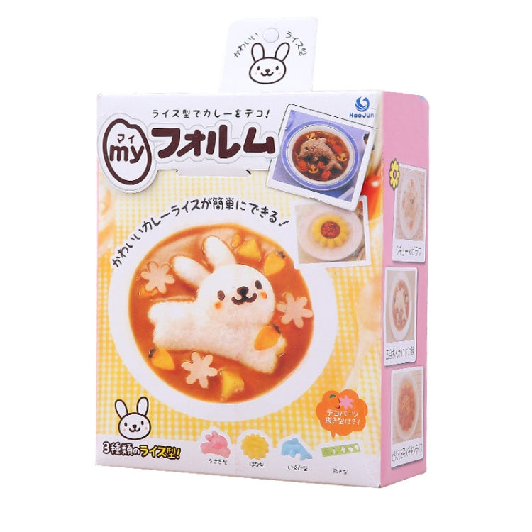 Rabbit and dolphin rice sushi DIY mold set box, pink and white packaging