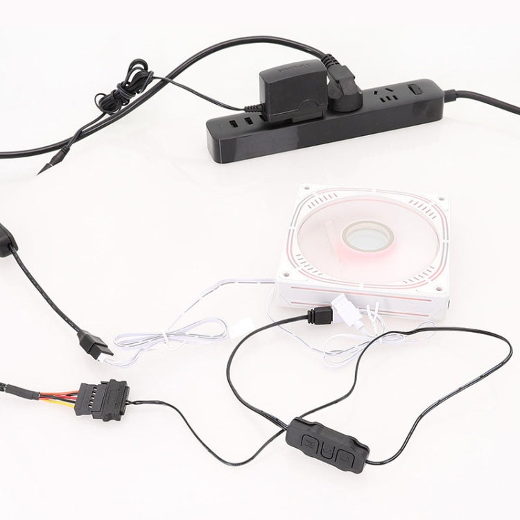SATA to 5V ARGB 3-pin controller cable with control module and RGB fan connectors