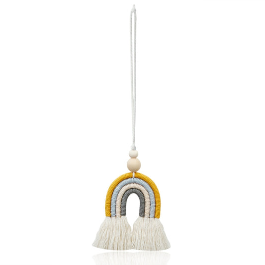 Hand-woven Wood Beads Cotton Rope Rainbow Car Aromatherapy Pendant