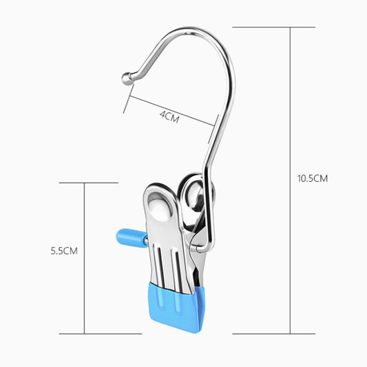 5pcs /Pack Stainless Steel Flat Clip With Hook Anti-Scratch Catch Laundry Drying Holder