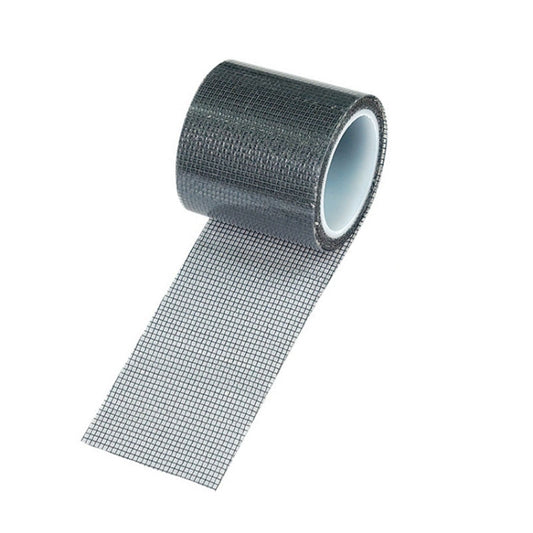 Gray window mosquito net screen repair mesh tape roll with adhesive backing