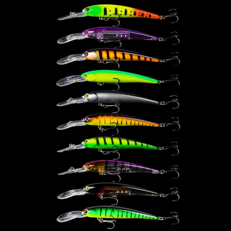 10 colorful diving minnow hard lures with clear lips and treble hooks