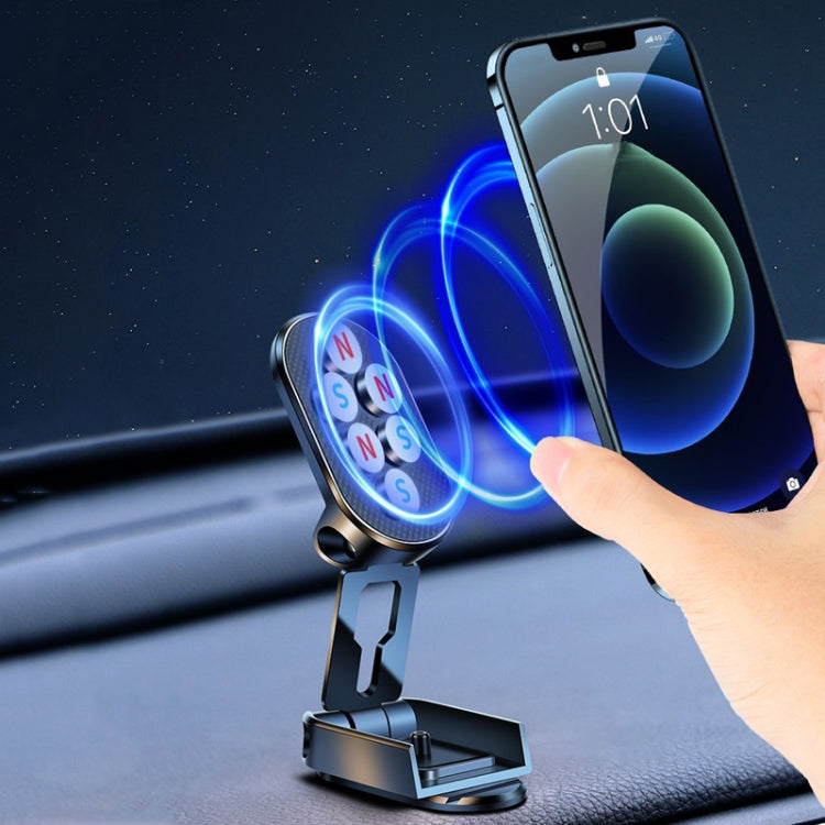 Magnetic car phone holder with textured plate securely holding a smartphone