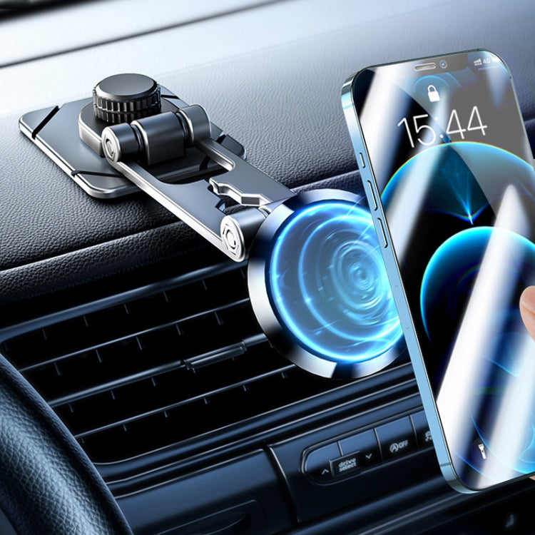 Foldable Suspension Car Phone Holder Magnetic Adhesive Type Metal Navigation Stand, D30