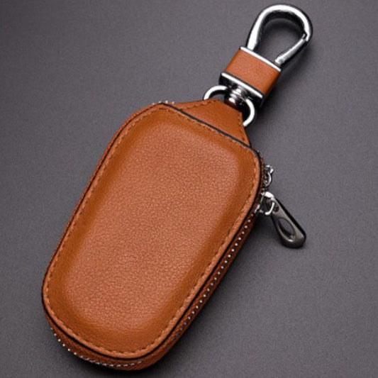 Leather Men Multifunctional Car Key Bag Large Capacity Universal Waist Hanging Key Storage Bag