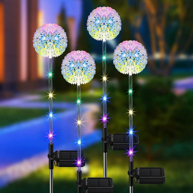 Set of solar LED dandelion ground plug lights with multicolor glowing globe heads