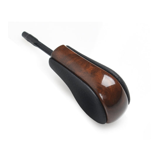 Gear lever head with black grip and walnut-style brown oval insert
