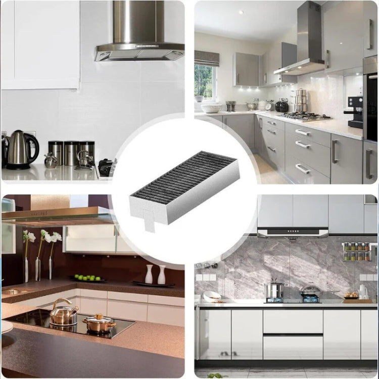 Range hood filter replacement, single rectangular gray pleated charcoal filter with tabs