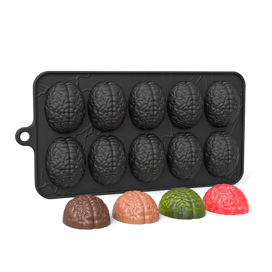 10 Grids Brain Halloween Chocolate Mould Homemade Brain Cake Mould DIY Candy Soft Molds, 10 Grids Brain