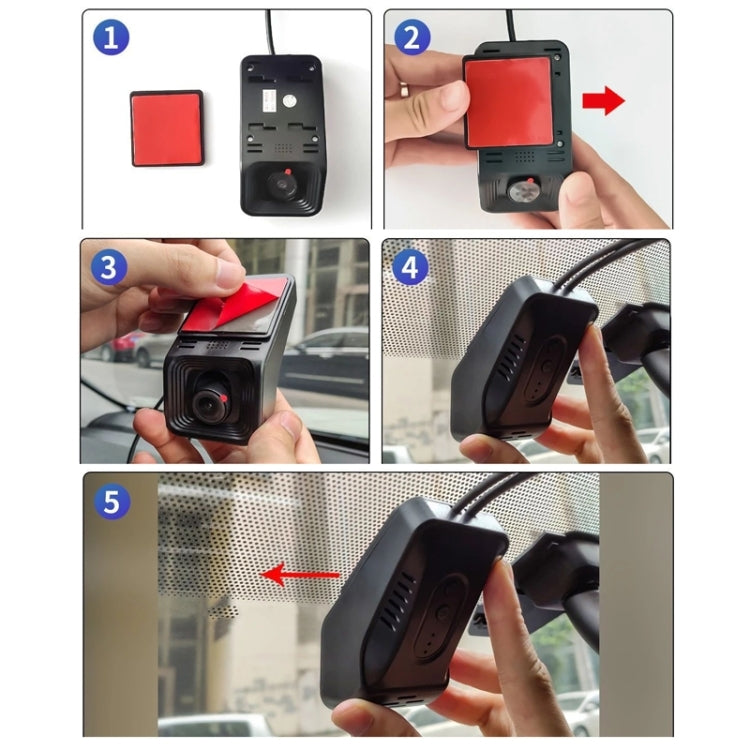 Step-by-step installation of dash cam on windshield with mount and lens