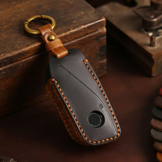 For 2024 BMW X7 Hallmo Cowhide Car Key Protection Cover