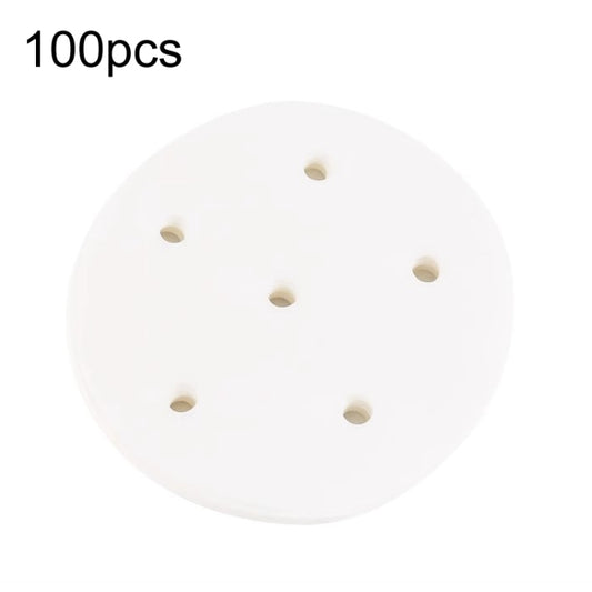100pcs Food Grade Disposable Round Non-stick Steamer Paper Perforated Buns Steamer Pads, 7.6cm, 8.89cm, 10.16cm, 11.4cm, 12.7cm, 14cm, 16.5cm