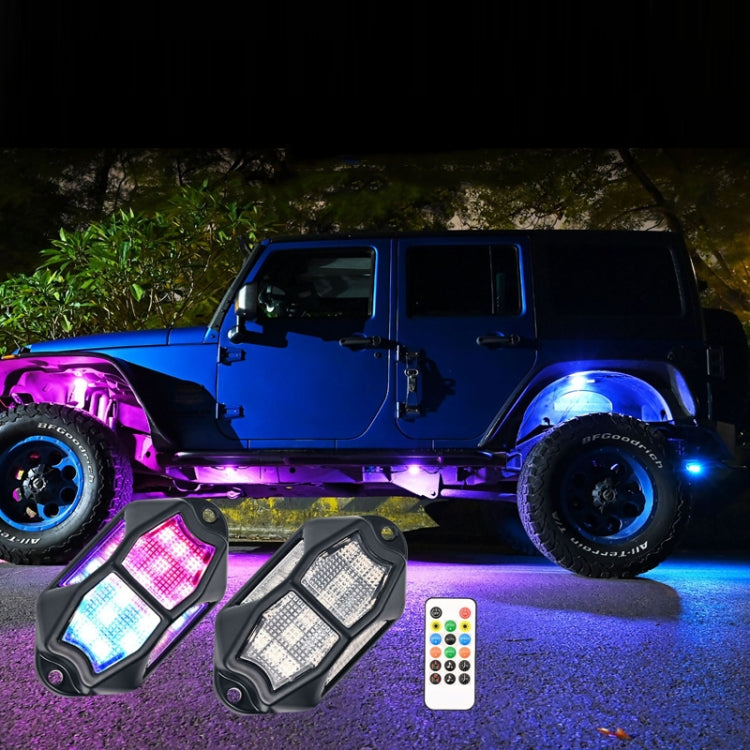 RGB car chassis light kit with two LED modules and remote, purple and blue glow