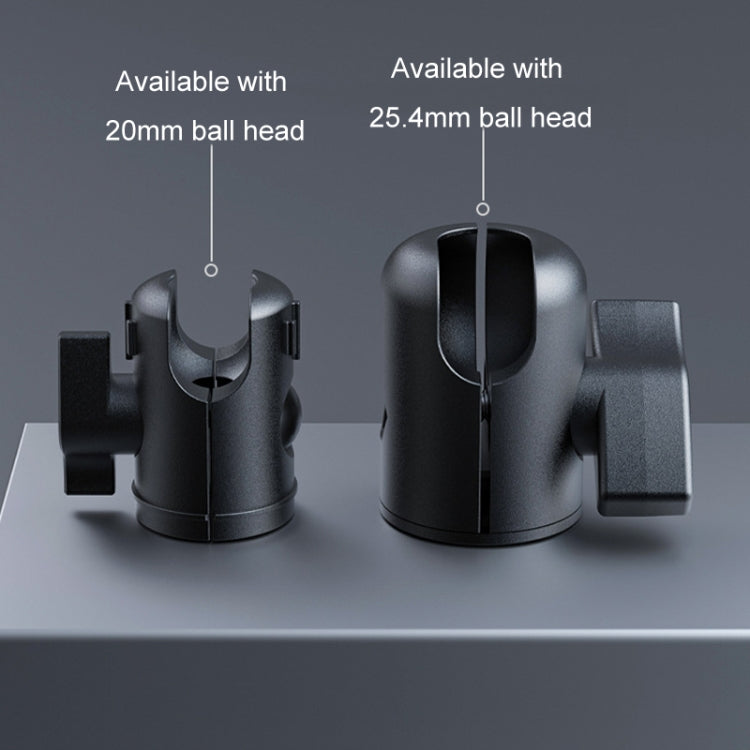 Pair of car phone mount ball heads with side clamps for different ball sizes