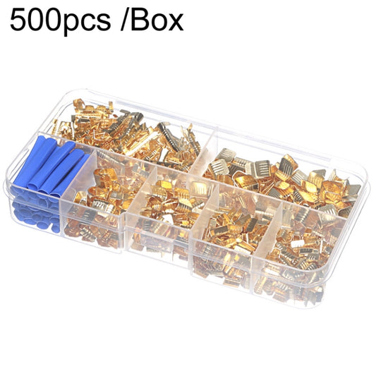500pcs gold brass U-shaped quick crimp terminal set in clear organizer box