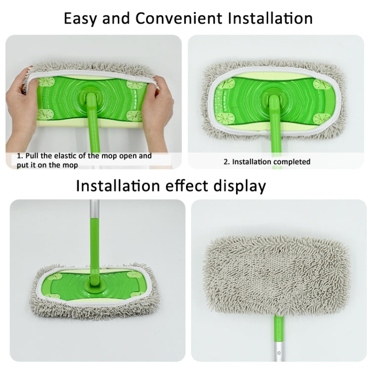 10-inch flat mop replacement pad with elastic buckle, gray terry cloth