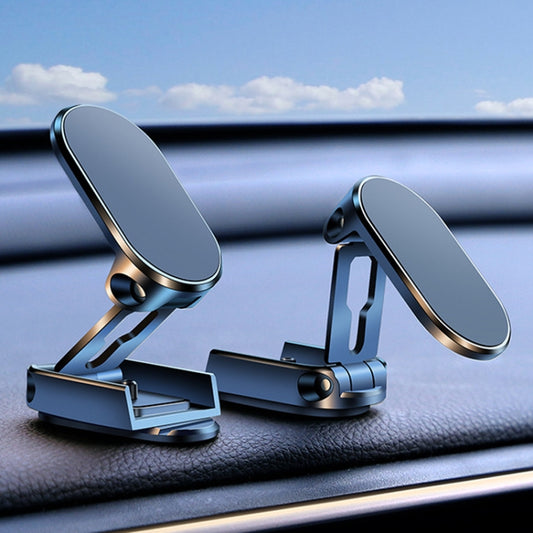 D11 Magnetic Folding Car Phone Holder Rotatable Dashboard Stick-On Navigation Stand, Black Gloosy, Silver Gloosy