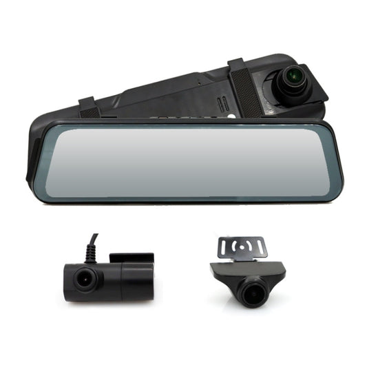 Rearview mirror dashcam with built-in screen and dual external camera modules