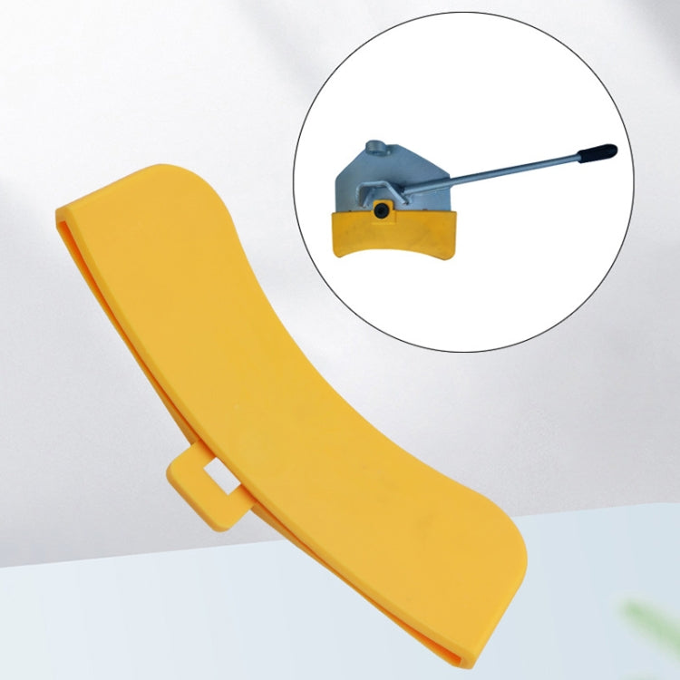 Yellow tire changer protective cover with underside locking tabs