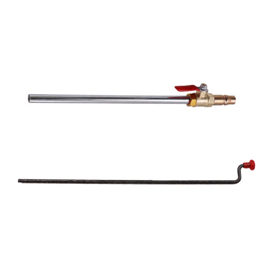 Car tire hand-crank inflation rod with brass valve head and red lever