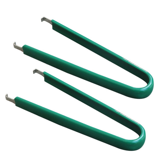 Green double-hook automotive plug extraction tweezers, 2-pack with metal hooks