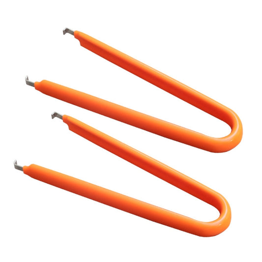 Orange double-hook automotive plug extraction tweezers, 2-pack with metal hooks